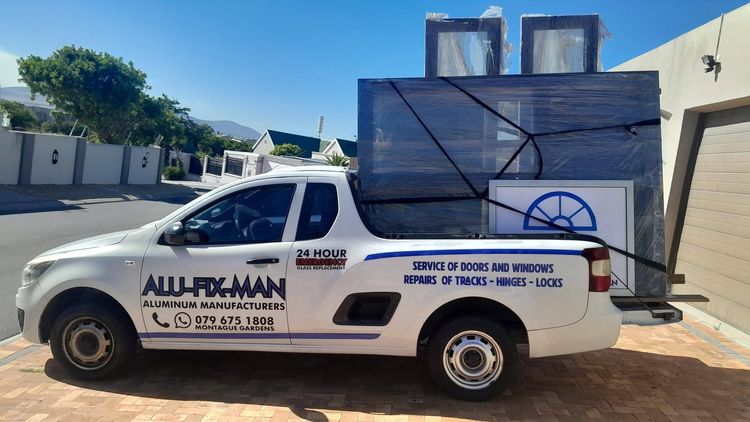 The Alufixman bakkie loaded with new frames